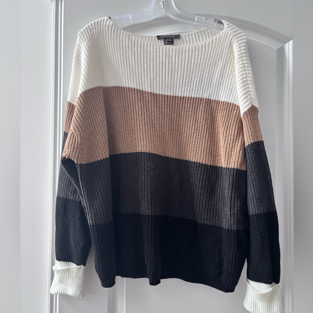 French Connection Sweater - White, Tan, and Black